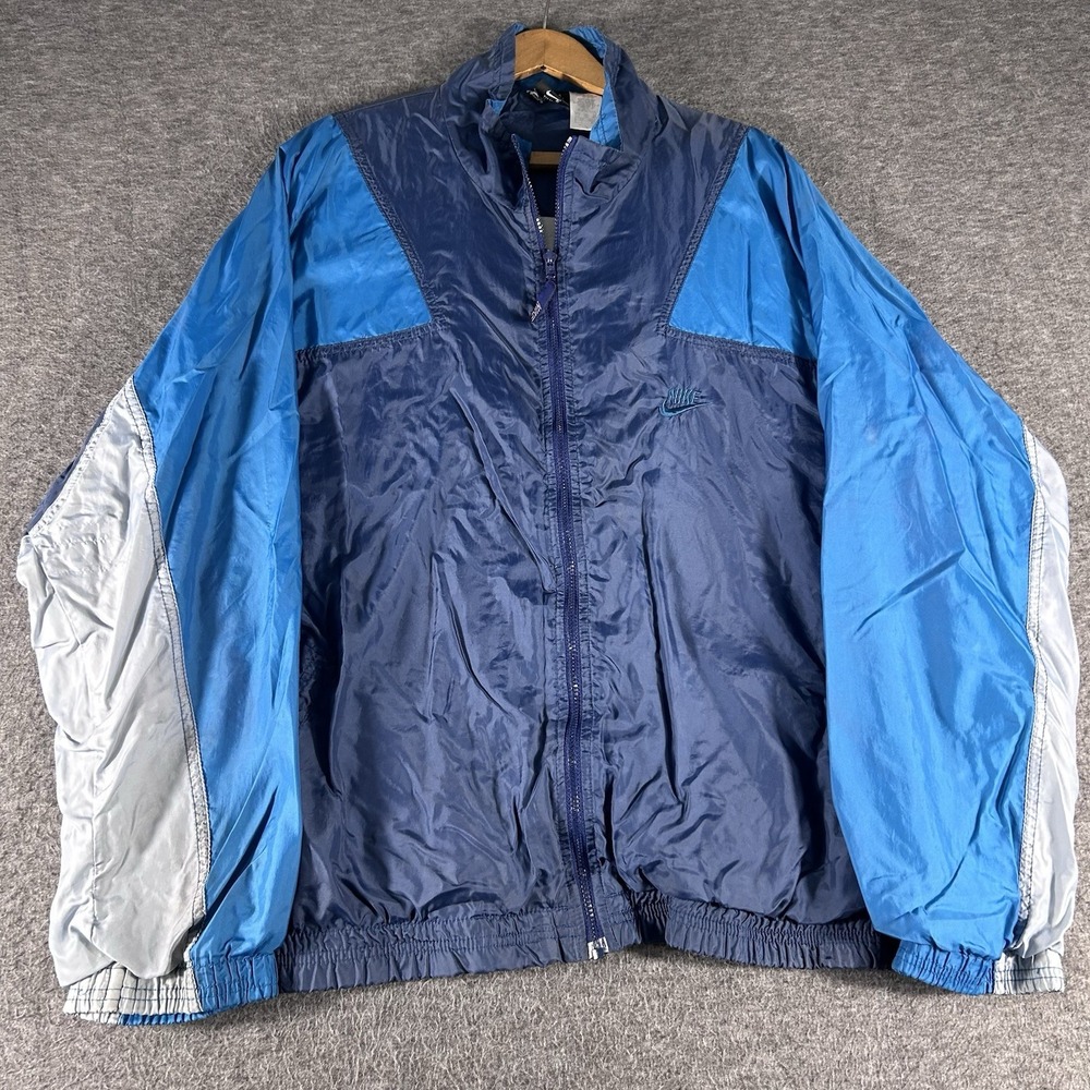 Vintage 90s Nike Windbreaker Jacket Colorblock Pockets Lined Hip Hop Size Large